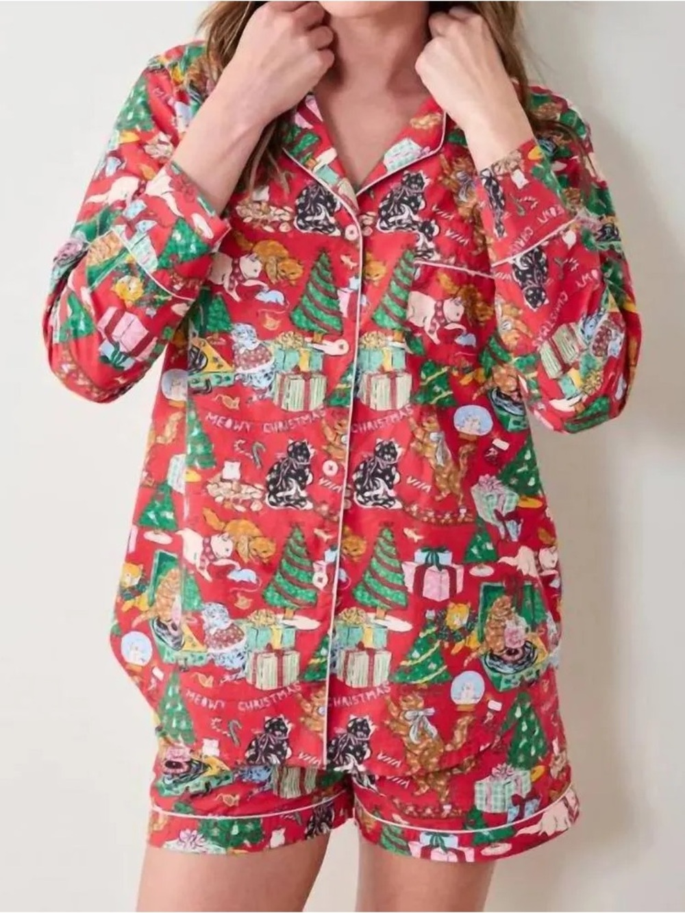 Printfresh NWT Pajama Shorts in Meowy Christmas